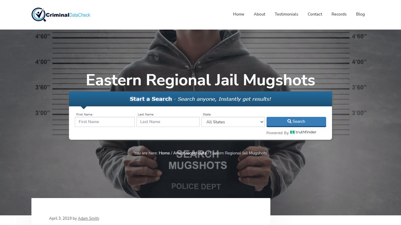 Eastern Regional Jail Mugshots - Criminal Data Check